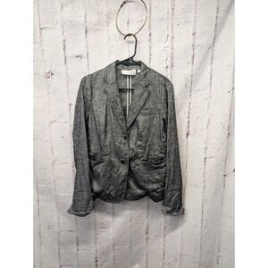 Carlisle Size 6 Linen Blend Blazer‎ Jacket Womens Lightweight Grey Herringbone